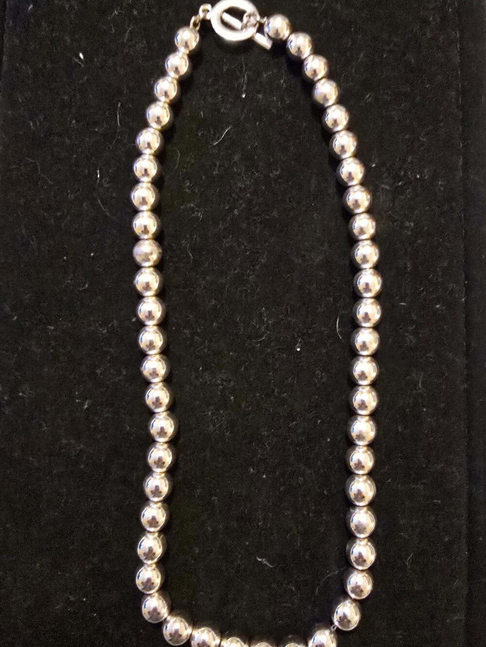 Chaps Classic Silver Ball Bead Toggle Statement Necklace